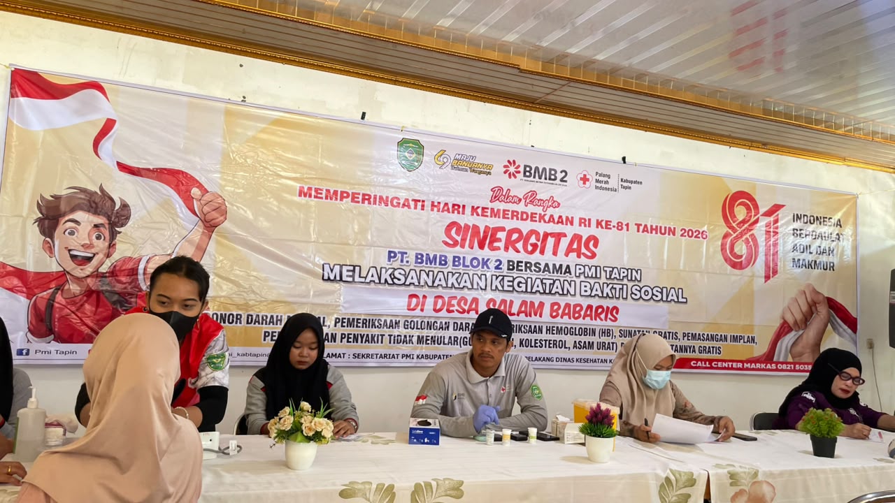 Bakti Sosial PT.BMB Blok II Dan PMI Tapin Di Desa Keladan 