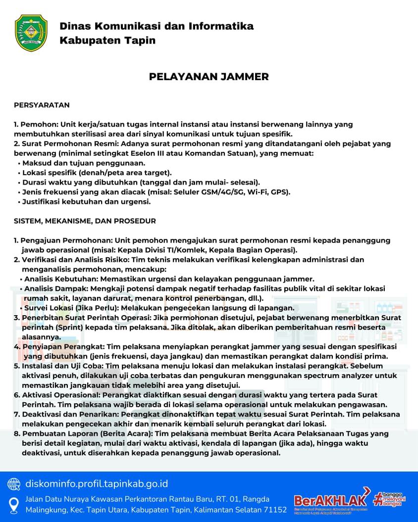 Standar Pelayanan Jammer