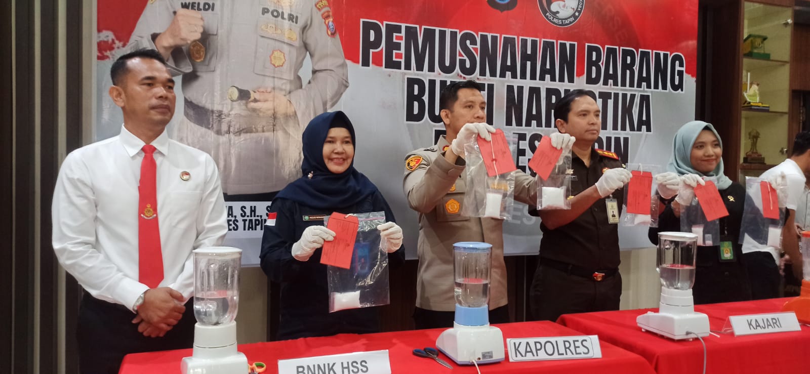 Polres Tapin Gelar Pers Rilis Pemusnahan Barang Bukti Narkotika