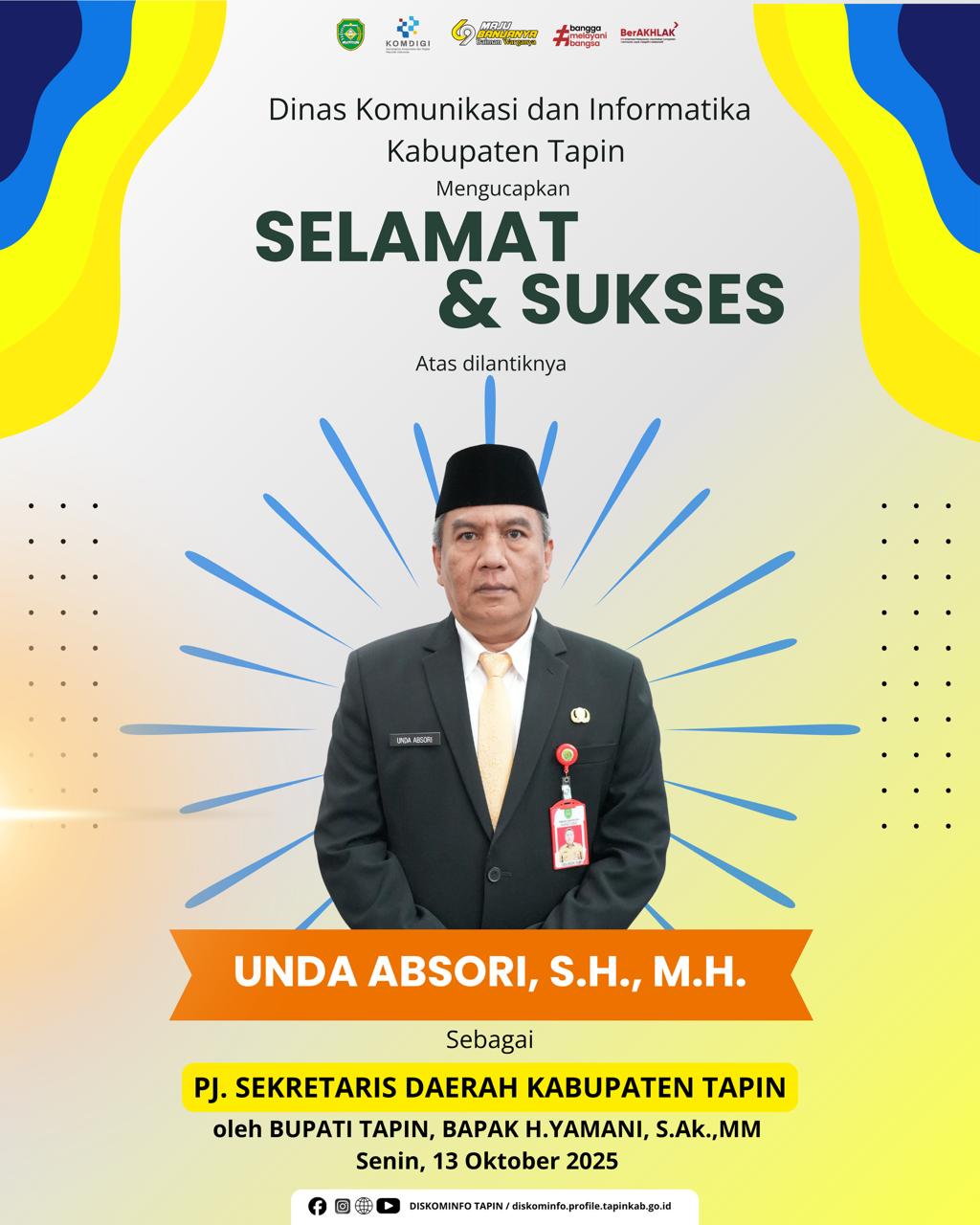 Selamat atas Dilantiknya Pj. Sekretaris Daerah Kabupaten Tapin